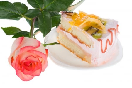 Treat for you - white, rose, coral, sweet, cake