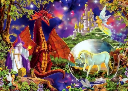 â˜…Creatures of Mythâ˜… - unicorns, palaces, fantasy, castles, spring, creative pre-made, creatures of myth, digital art, paintings, eco-friendly, dragons, love four seasons, weird things people wear, seasons, witches, butterfly designs, wizards, drawings, lovely flowers