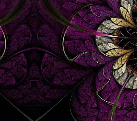 Purple Dream - abstract, black, flower, purple