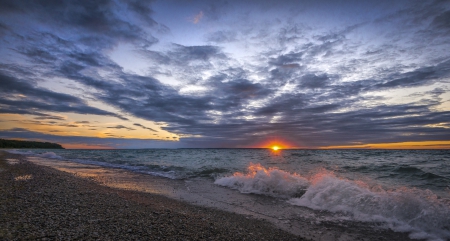 * Sunset on the beach * - ocean, nature, sunset, landscape