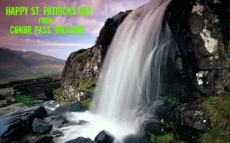 Happy St. Patrick's Day - saint patrick, bridge, ireland, waterfall