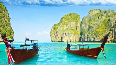 Thailand - boats, boat, Beach, Travel, Thailand