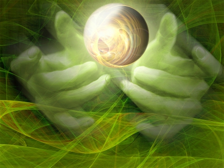 Legends of a Fractal - bubble, abstract, hands, digital, 3D and CG, orbs, art, fractal