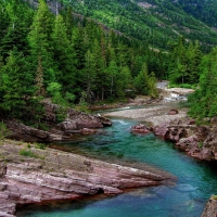rocky banks on a winding river