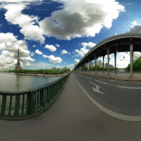 amazing fisheye view of bridge over the seine in paris