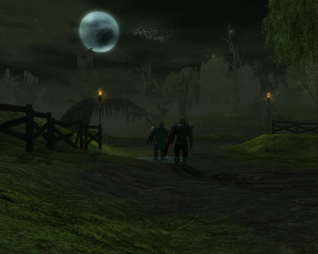 Moon over The Mere - moon, Dwarves, NWN2, Neverwinter, marsh