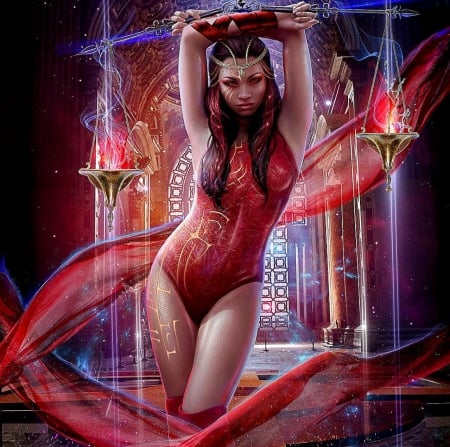 Bloody zodiac - girl, fantasy, zodiac, red