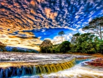 marvelous river falls at sunset hdr