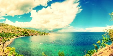 Amed Beach, Bali - clouds, exotic beauty, island, sea, Indonesia, bay