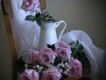 Still Life- purple roses-