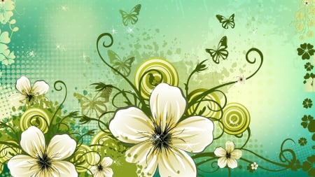 Vector Flowers - flowers, graphics, butterflies, vector, florals