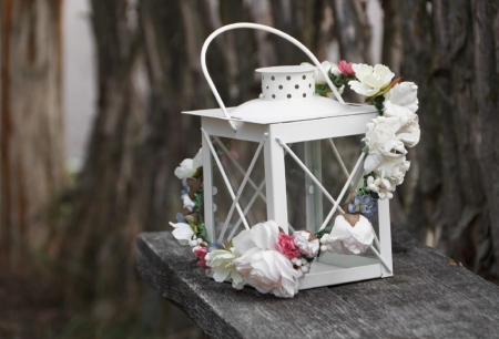 Spring Lantern - candle, wedding, photography, lovely, spring, white, lantern, beautiful, flowers