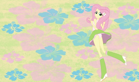 Fluttershys Cute Back - fluttershy, cartoons, friendship is magic, my little pony, tv series, equestria girls, cute