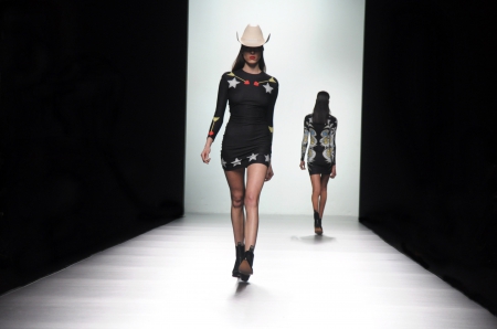 Runway Cowgirl - hat, cowgirl, boots, dress, runway