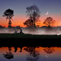 Sunrise with Moon in China