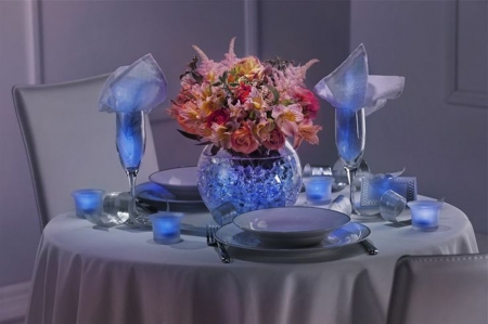 Blue Wedding Centerpieces - beauty, cool, blue, interior, flowers, still life, weddings