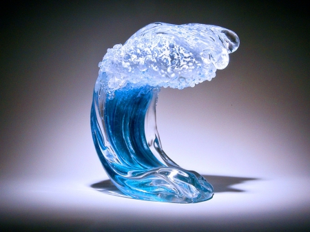 Wave in glass - art, glass, wave, blue