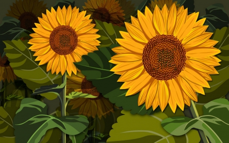 Sunflower - sunflower, style, art, flower