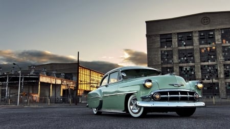 classic 53' chevy - classic, yard, car, factory