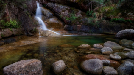 lovely falls rocky pool hdr - hdr, moss, waterfall, pool, rocks