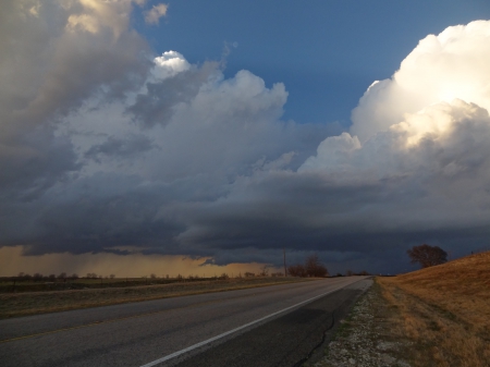 Dangerous Storm Ahead - sky, storm, road, clouds