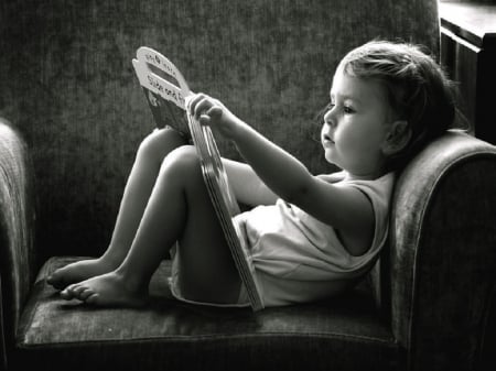 Time to Read - chair, sweet, child, reading, book