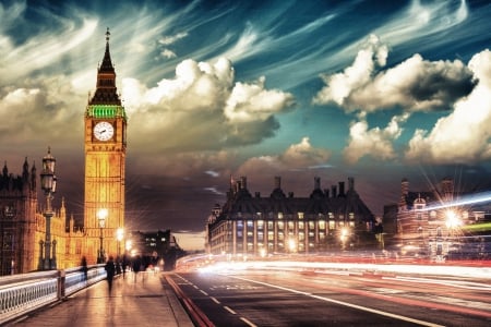 London Big Ben - england, big ben, tower, lights, splendor, london, night, sky