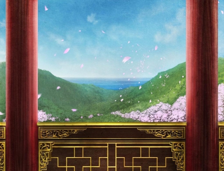 Spring Scenery - cg, oriental, game, cherry blossom, sakura, scenery, spring