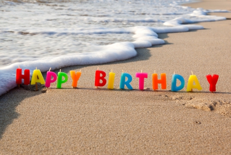 Happy Birthday - beach, candles, holiday, colorful, letters, birthday, happy