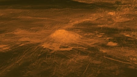 vulcano on Venus - underneath, clouds, atmosphere, thick