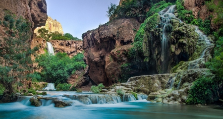 Havasupai Falls, Arizona - trees, national park, beautiful, grand canyon, desert, havasu creek, rocks