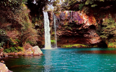 Cheonjiyeon Waterfall, South Korea - korea, nature, waterfall, rocks