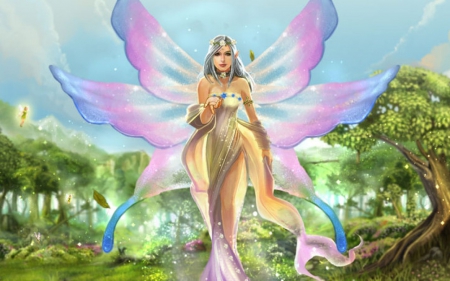 Butterfly Fairy - butterfly, pink, wings, fairies, fairy, little