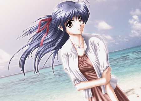 Pretty Girl - anime, girl, pretty, sea