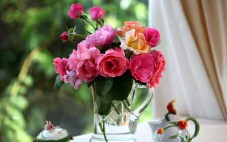 Bouquet of Roses - bouquet of roses, bouquets, roses, bouquet of roses in a vase, bouquet, rose, vase