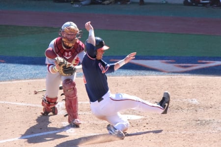 Safe at Home Plate - Home Plate, UVA, Kenny Townes, Virginia, Baseball