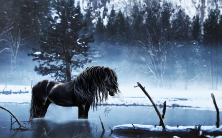 Fantasy horse - horse, animal, fantasy, water