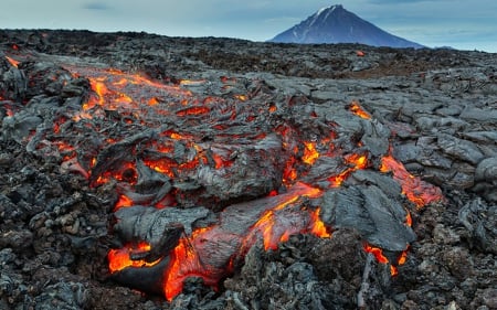 Lava Flow - nature, lava, mountain, flow