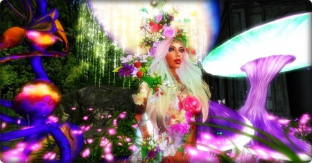 In The Garden - women, second life, bright, sexy, multi colored, fantasy