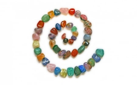 Semiprecious spiral - abstract, semiprecious, stone, spiral, yellow, blue, colors, white, rainbow, red, green