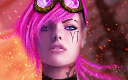 Fantasy girl - woman, game, girl, pink, amethyst eyes, league of legends, fantasy