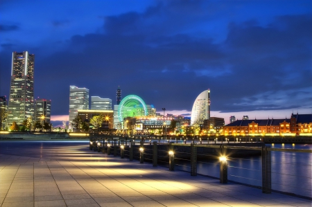 Yokohama Night - ocean, ferris wheel, yokohama, japan, night, city, japanese