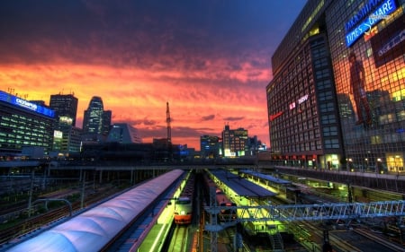 Shinjuku Station - japan, tokyo, twilight, city, night, shinjuku, station, japanese