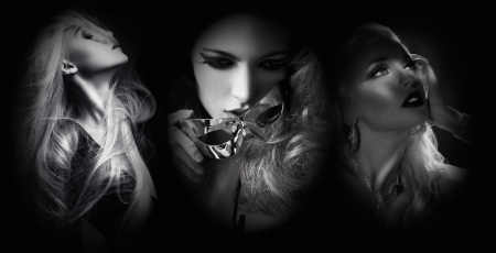 Thoughts of You - mask, blonde, collage, black and white