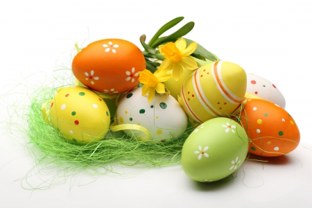 Easter - easter, happy easter, flowers, easter eggs