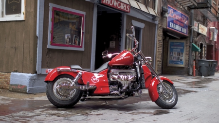 boss hoss bhc-3-zz4 motorcycle - motorcycle, shops, red, sidewalk