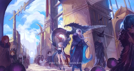 Fallen Kings - fallen kings, male, female, animal, dragon, fantasy, pixiv fantasia