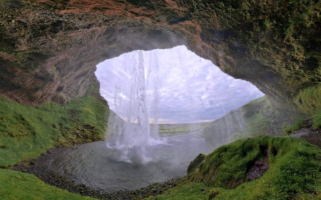 Seljalandfoss, Iceland - nature, iceland, waterfall, rocks