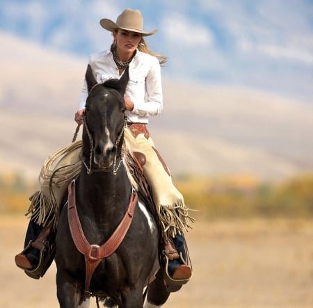 Happy riding - nature, horse, woman, joy