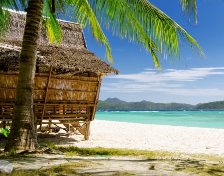 â™¥Tropical Beachâ™¥ - vacation, hut, beach, paradise, tropical, sand, palm, sea